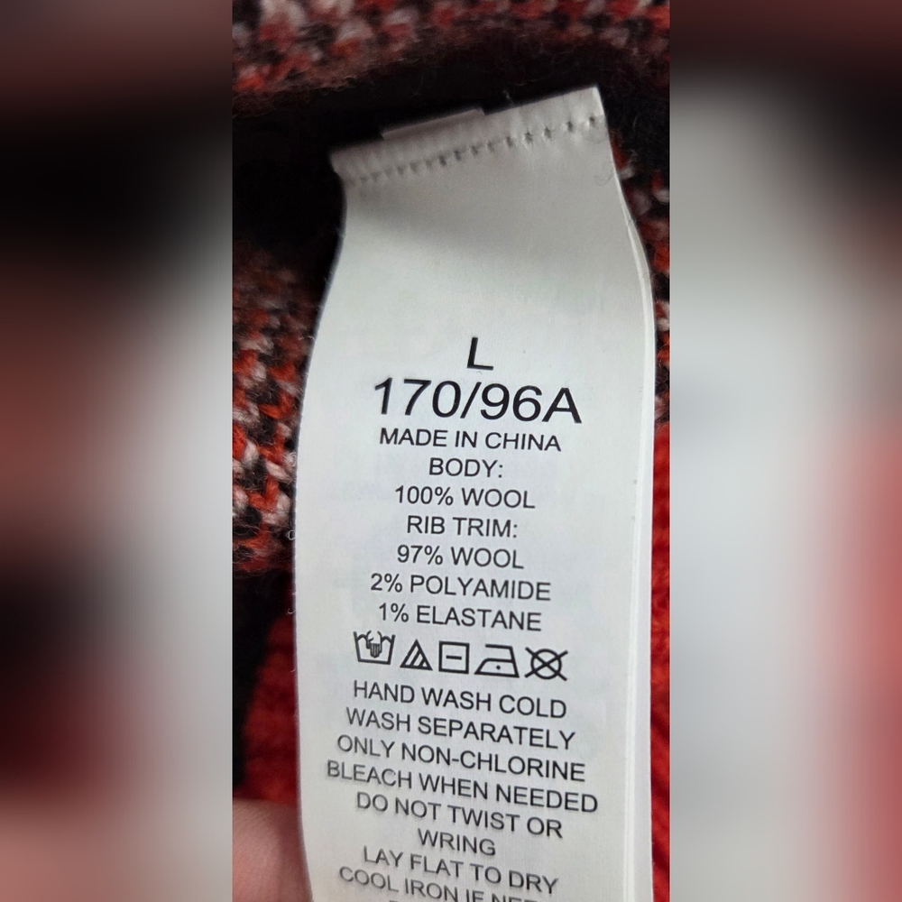 Kate Spade New York Zebra Fair Isle Wool Sweater Red/Black Beaded Size Large - Picture 9 of 9